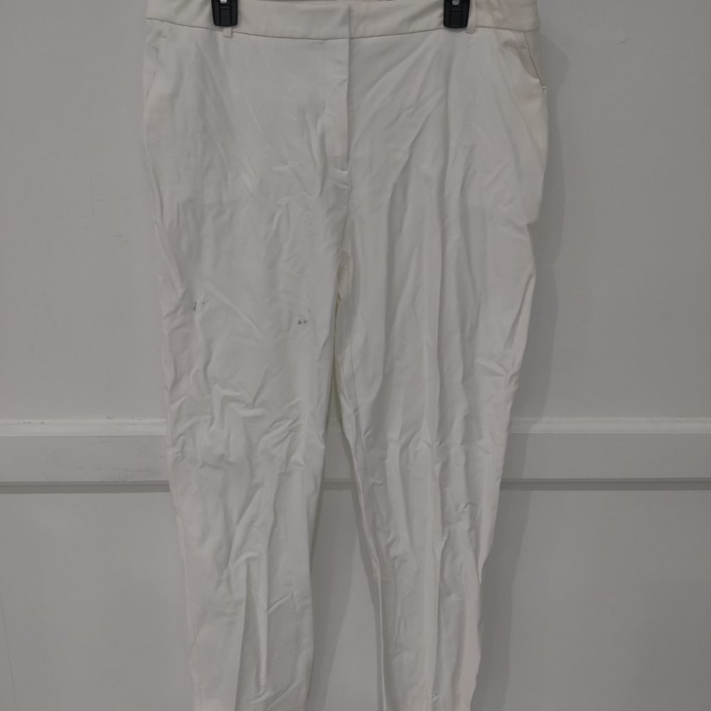 SOILED Alfani Women's Comfort Waist Straight Leg Pants Ivory Size 14 $50 A460